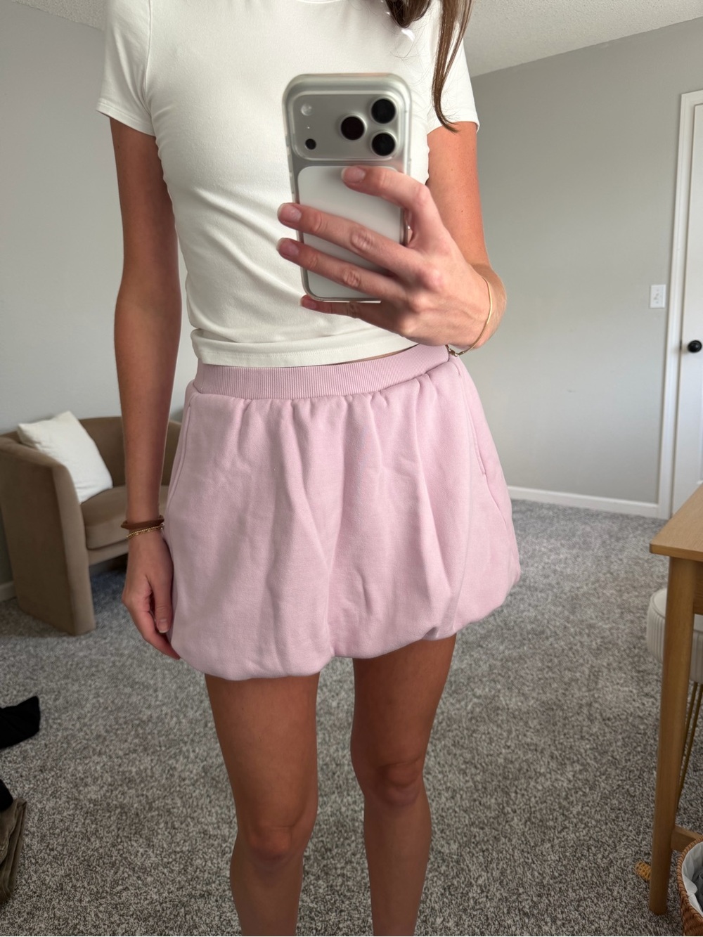 aerie Light Pink Bubble Skort